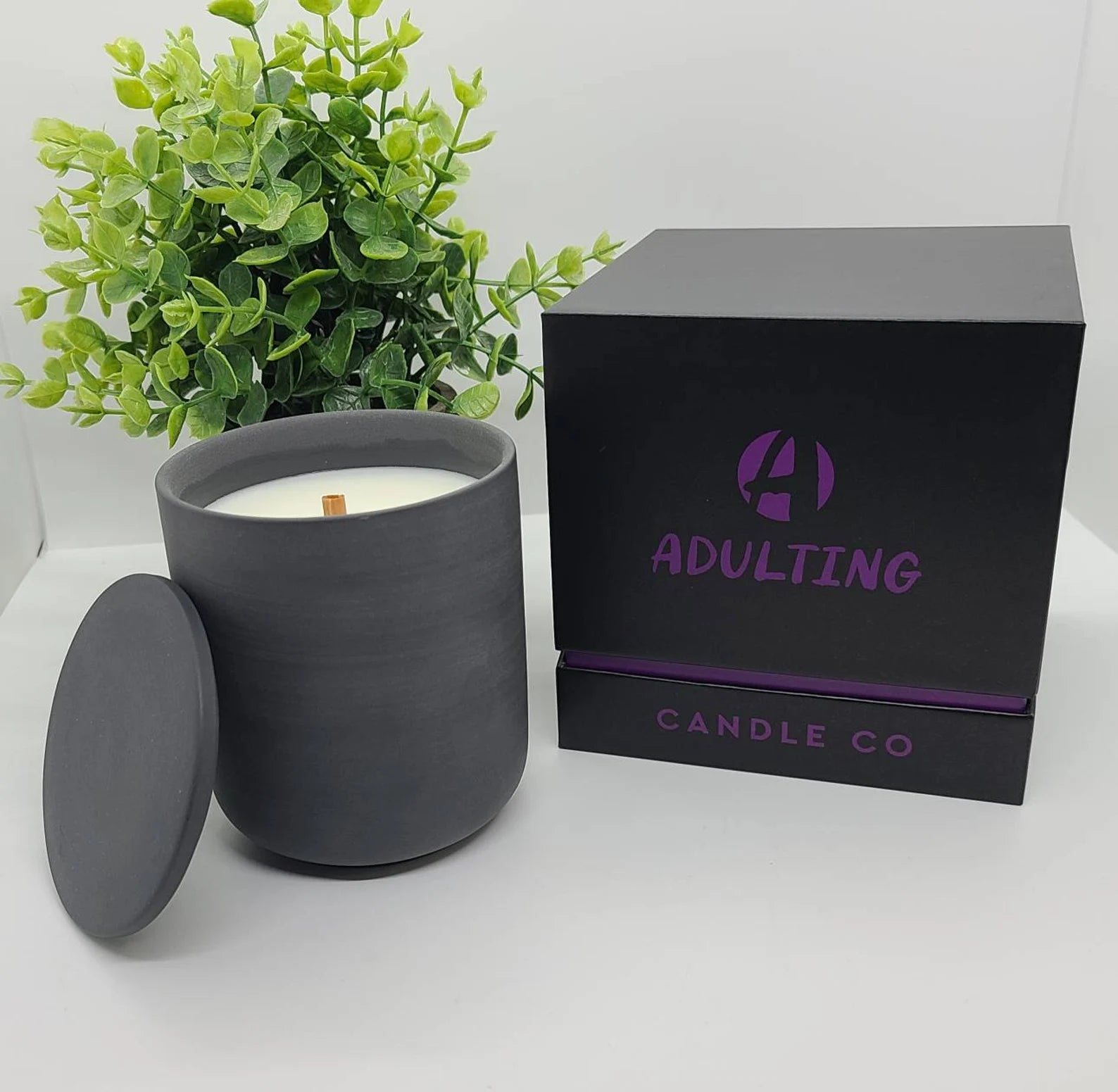 Charcoal Grey Ceramic Candle