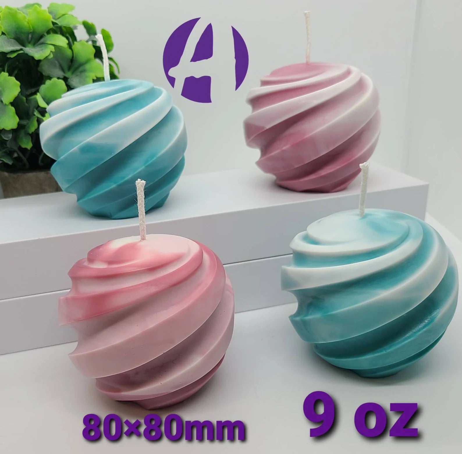 Large Spiral Ball Pillar Candle