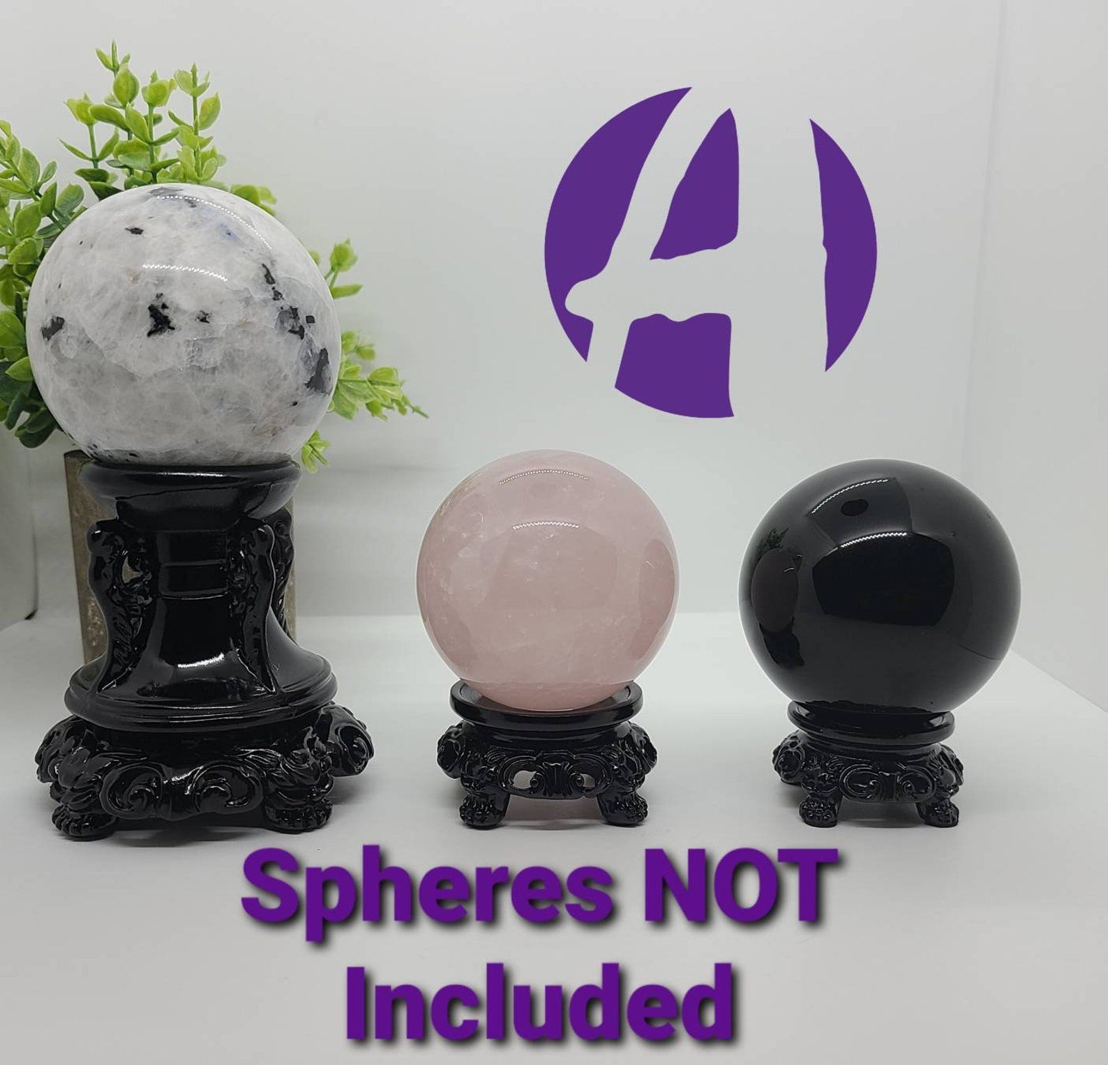 Black Resin Crystal Sphere Stand