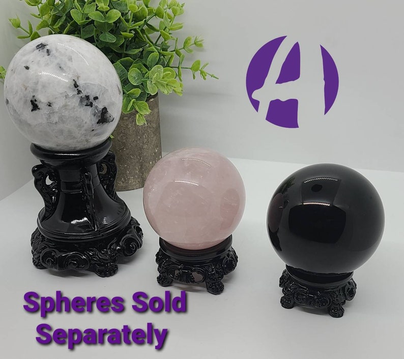Black Resin Crystal Sphere Stand