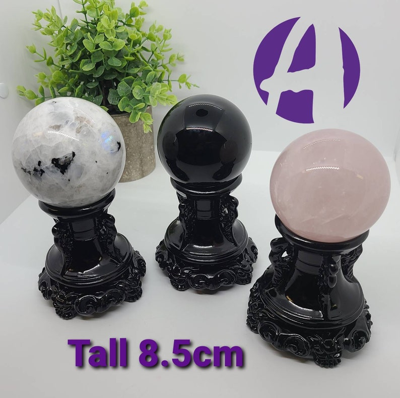 Black Resin Crystal Sphere Stand