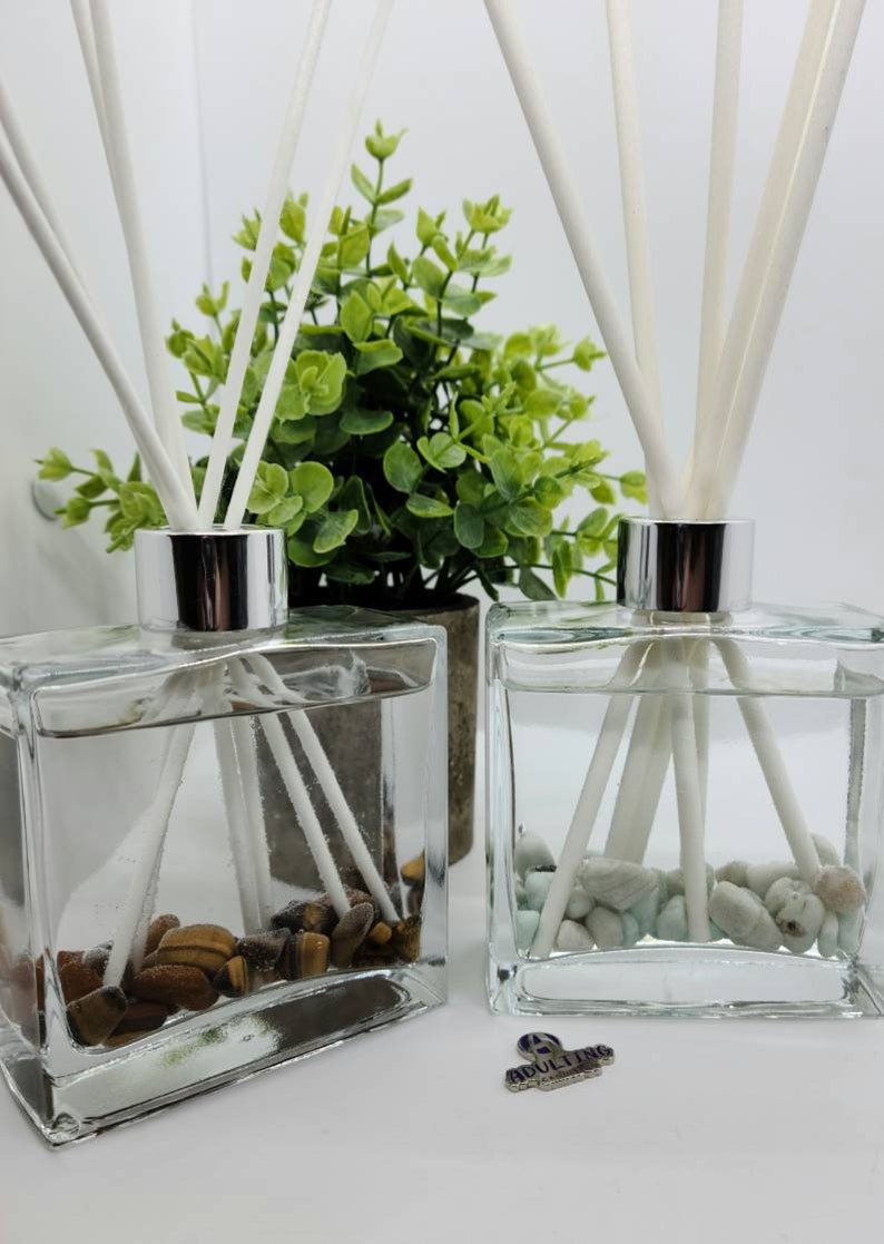 Crystal Chip Reed Diffuser | 7oz Square Clear Glass