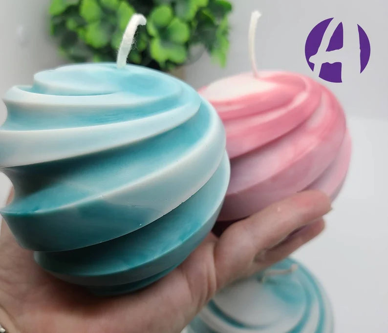Large Spiral Ball Pillar Candle
