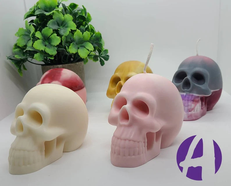 Large Human Skull Candle