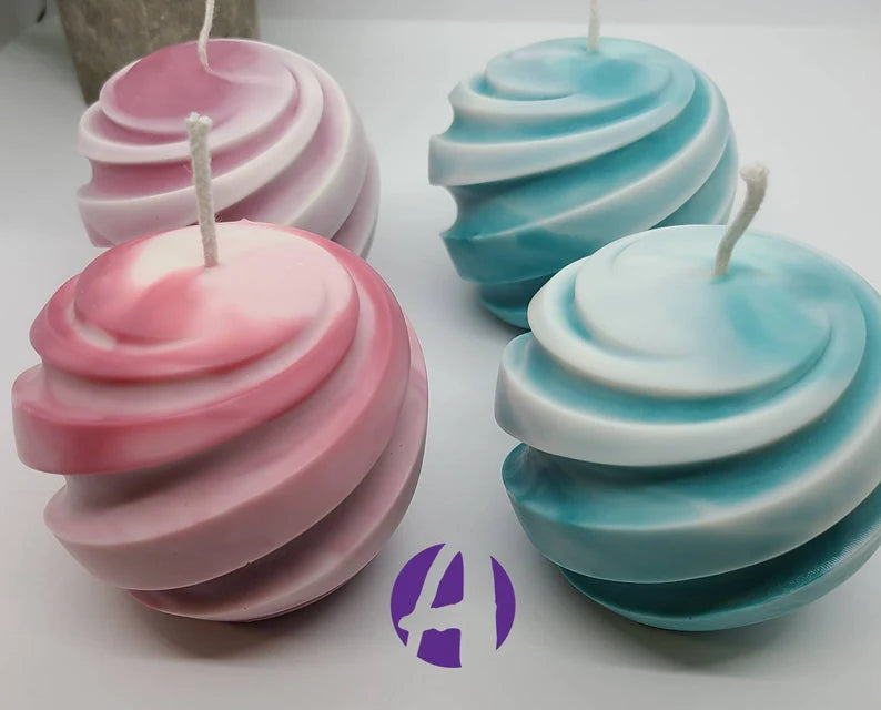 Large Spiral Ball Pillar Candle