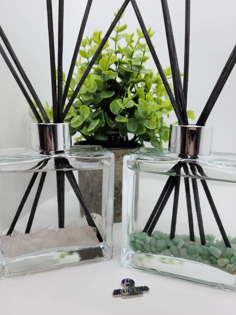 Crystal Chip Reed Diffuser | 7oz Square Clear Glass