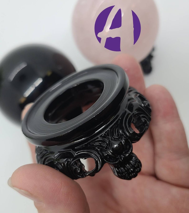 Black Resin Crystal Sphere Stand