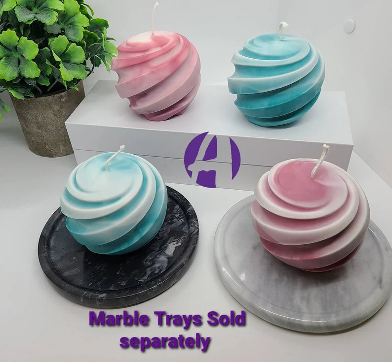 Large Spiral Ball Pillar Candle