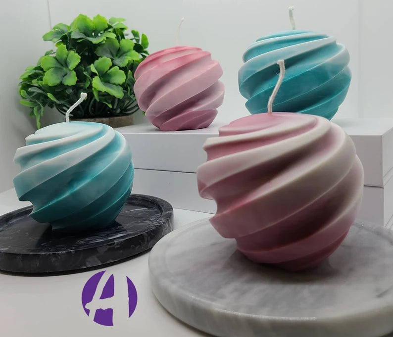 Large Spiral Ball Pillar Candle