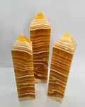 High Quality Large Banded Obelisk Orange Calcite Tower