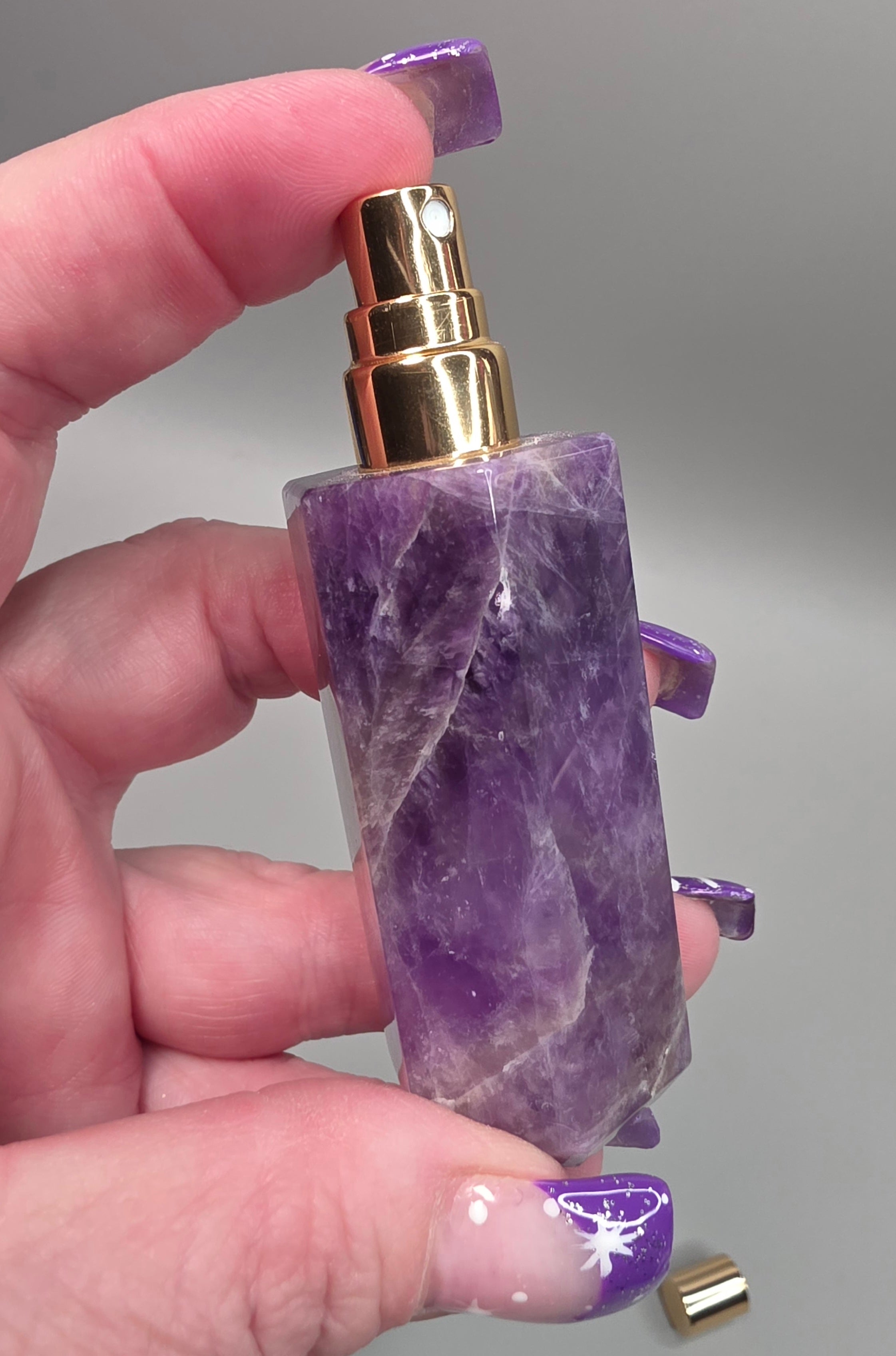 Natural Amethyst Refillable Perfume Bottle – 10 ml Crystal Atomizer