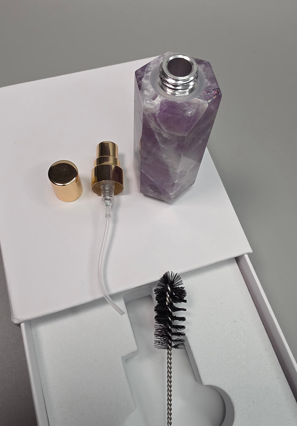 Natural Amethyst Refillable Perfume Bottle – 10 ml Crystal Atomizer