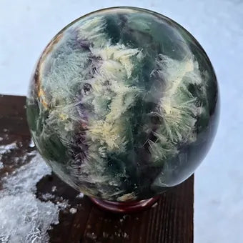 Extra Large Feather Rainbow Fluorite Sphere | 18 lb. One-of-a-Kind Crystal