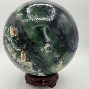 Extra Large Feather Rainbow Fluorite Sphere | 18 lb. One-of-a-Kind Crystal