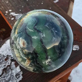 Extra Large Feather Rainbow Fluorite Sphere | 18 lb. One-of-a-Kind Crystal