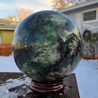 Extra Large Feather Rainbow Fluorite Sphere | 18 lb. One-of-a-Kind Crystal