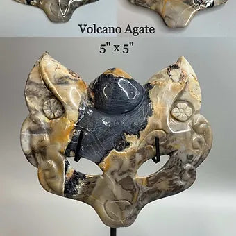Hand carved Crystal Fox Masks with Stand