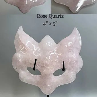 Hand carved Crystal Fox Masks with Stand