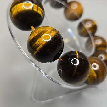 Extra Large 20MM Tigers Eye Natural Stone Beaded Bracelet