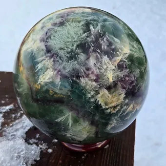 Extra Large Feather Rainbow Fluorite Sphere | 18 lb. One-of-a-Kind Crystal