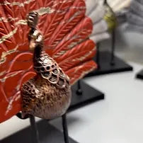 Hand carved Peacocks w/stand