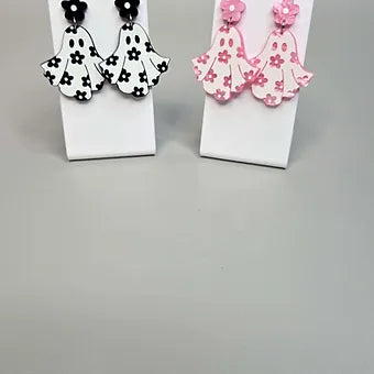 Cute Ghost Flower Acrylic Earrings