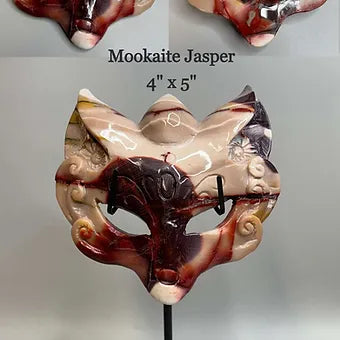 Hand carved Crystal Fox Masks with Stand
