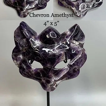 Hand carved Crystal Fox Masks with Stand