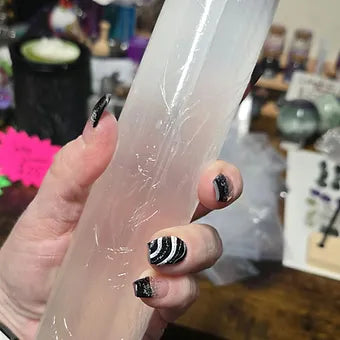 Large Natural Selenite Crystal Bracelet Charging Stand