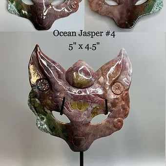 Hand carved Crystal Fox Masks with Stand