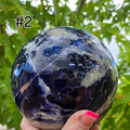 Large Natural Sodalite Sphere | 132mm 7lb One-of-a-Kind Crystal | Wooden Stand Included