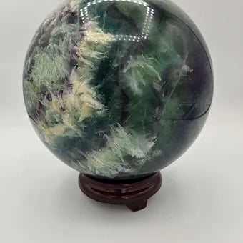 Extra Large Feather Rainbow Fluorite Sphere | 18 lb. One-of-a-Kind Crystal