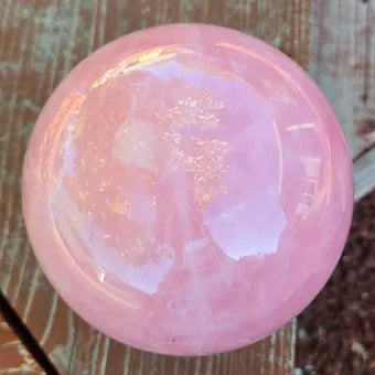 Large Rose Quartz Sphere | 139mm 9lb One-of-a-Kind Crystal | Wooden Stand Included