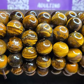 Extra Large 20MM Tigers Eye Natural Stone Beaded Bracelet