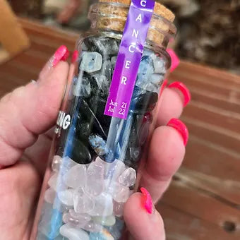 Zodiac & Intentions Crystal Chip Vials | 90ml | 24 Varieties | PVC Cards Included | Collect All