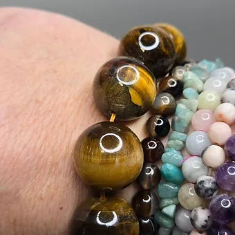 Extra Large 20MM Tigers Eye Natural Stone Beaded Bracelet