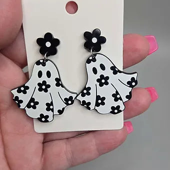 Cute Ghost Flower Acrylic Earrings
