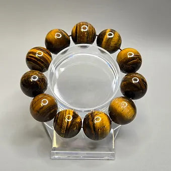 Extra Large 20MM Tigers Eye Natural Stone Beaded Bracelet
