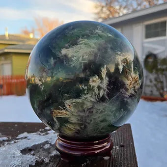 Extra Large Feather Rainbow Fluorite Sphere | 18 lb. One-of-a-Kind Crystal