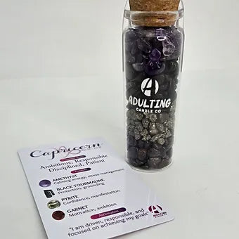 Zodiac & Intentions Crystal Chip Vials | 90ml | 24 Varieties | PVC Cards Included | Collect All