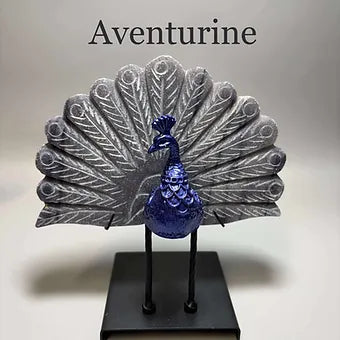 Hand carved Peacocks w/stand
