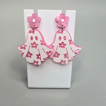 Cute Ghost Flower Acrylic Earrings