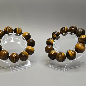 Extra Large 20MM Tigers Eye Natural Stone Beaded Bracelet
