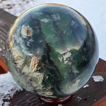 Extra Large Feather Rainbow Fluorite Sphere | 18 lb. One-of-a-Kind Crystal