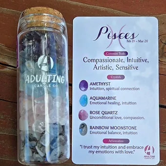 Zodiac & Intentions Crystal Chip Vials | 90ml | 24 Varieties | PVC Cards Included | Collect All