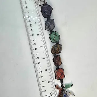 7 Stone Chakra Hanging Crystal Rope | 11" | Genuine Natural Crystals | One Per Chakra