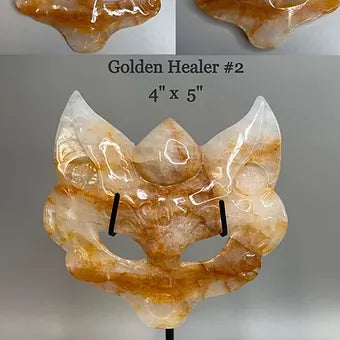 Hand carved Crystal Fox Masks with Stand