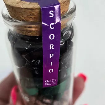 Zodiac & Intentions Crystal Chip Vials | 90ml | 24 Varieties | PVC Cards Included | Collect All