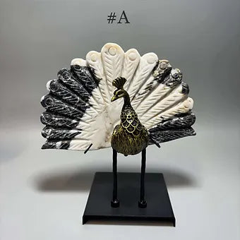 Hand carved Peacocks w/stand