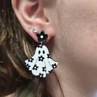 Cute Ghost Flower Acrylic Earrings